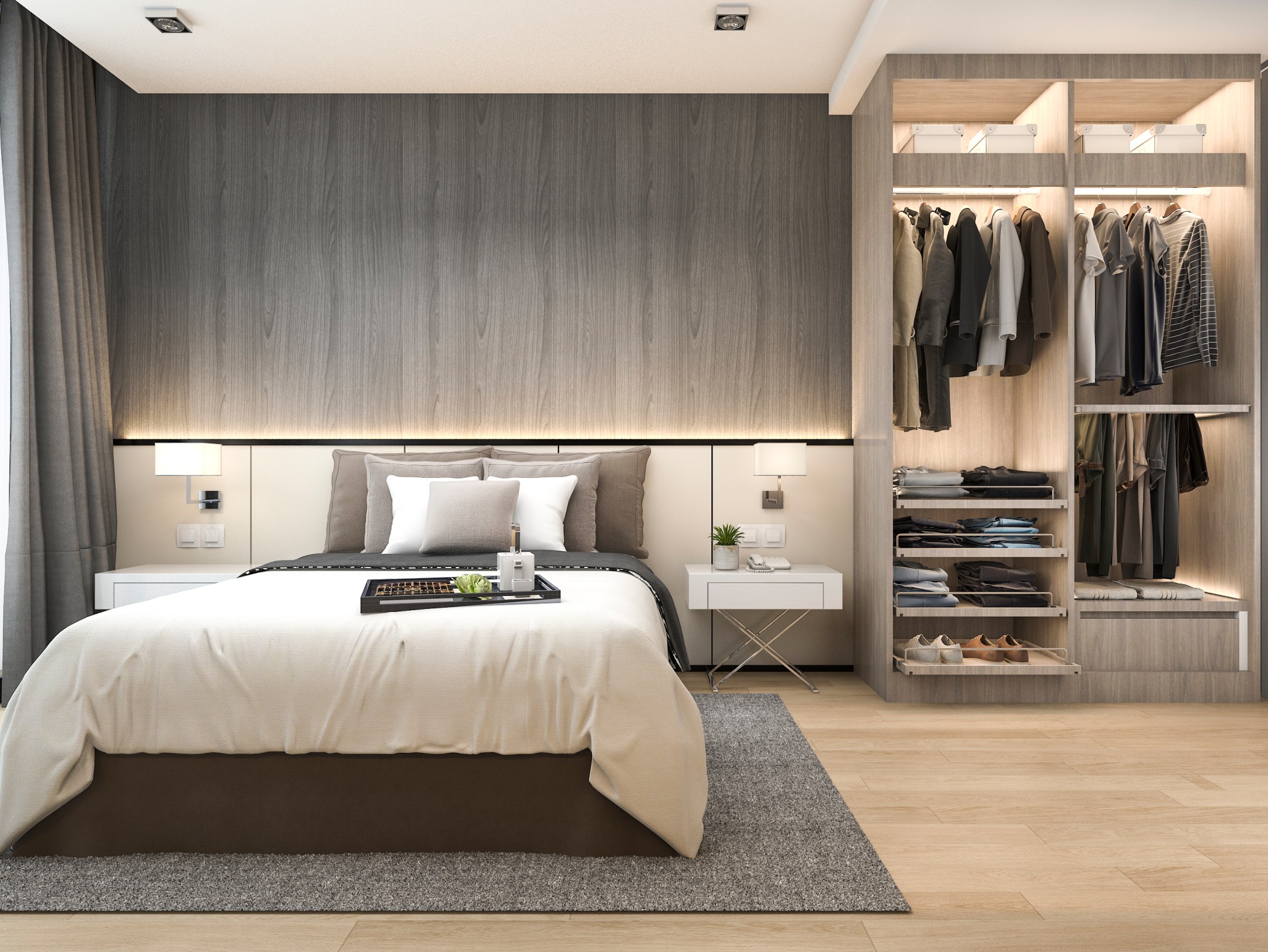 MATT LAMINATE FINISH WARDROBE WITH BED